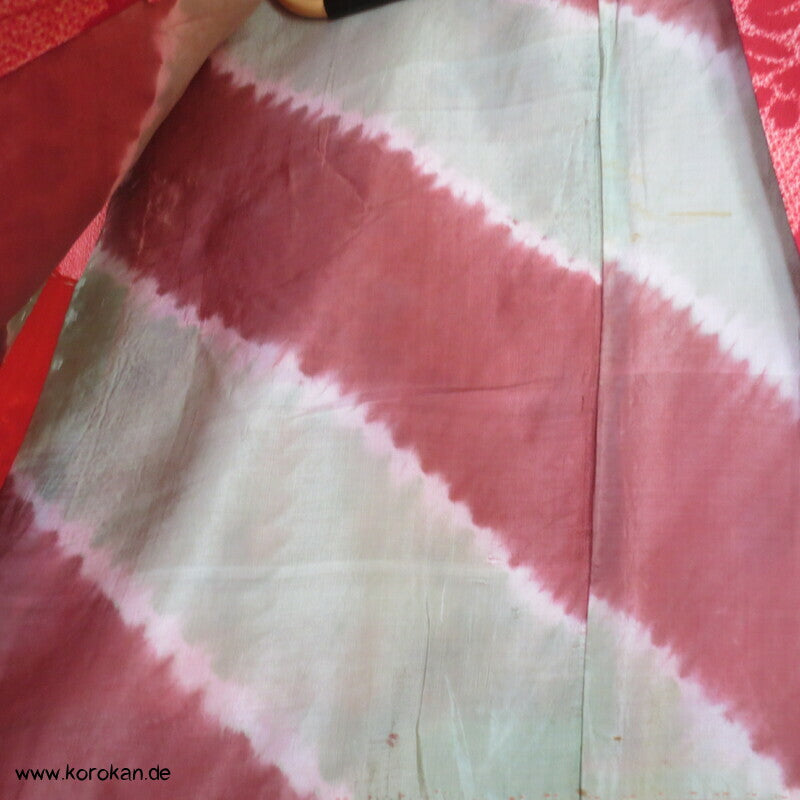 rote Päonien Shibori Print japanische Haori Kimono Jacke