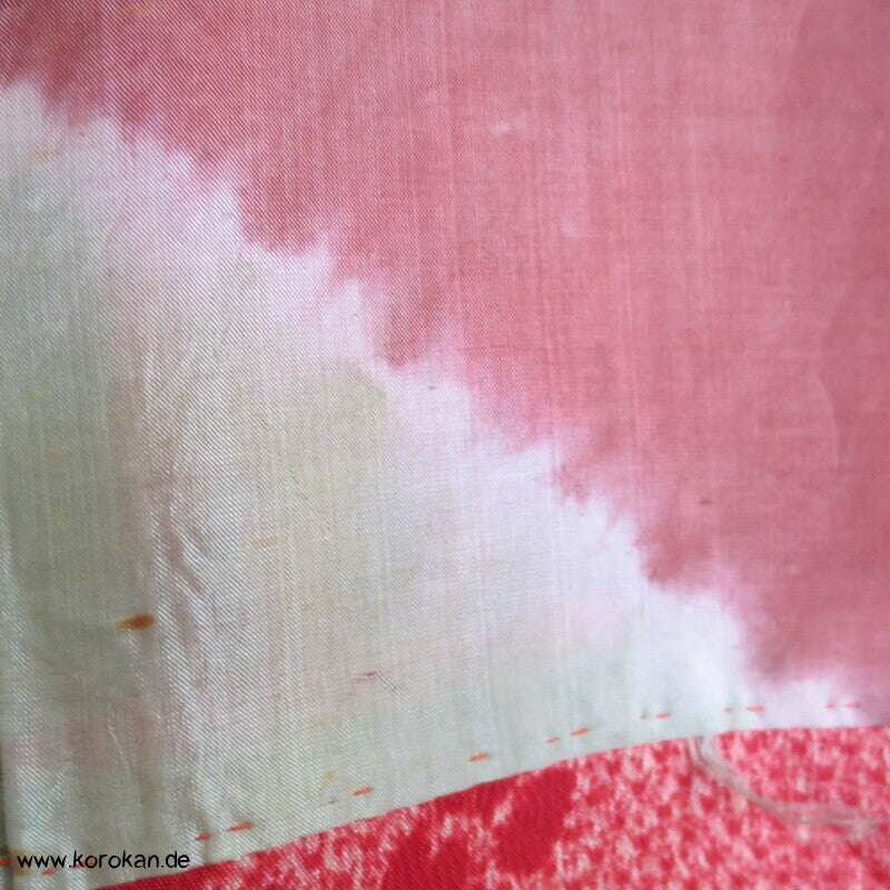rote Päonien Shibori Print japanische Haori Kimono Jacke