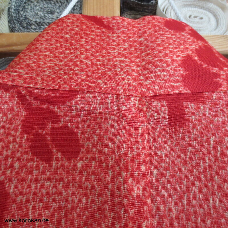 rote Päonien Shibori Print japanische Haori Kimono Jacke