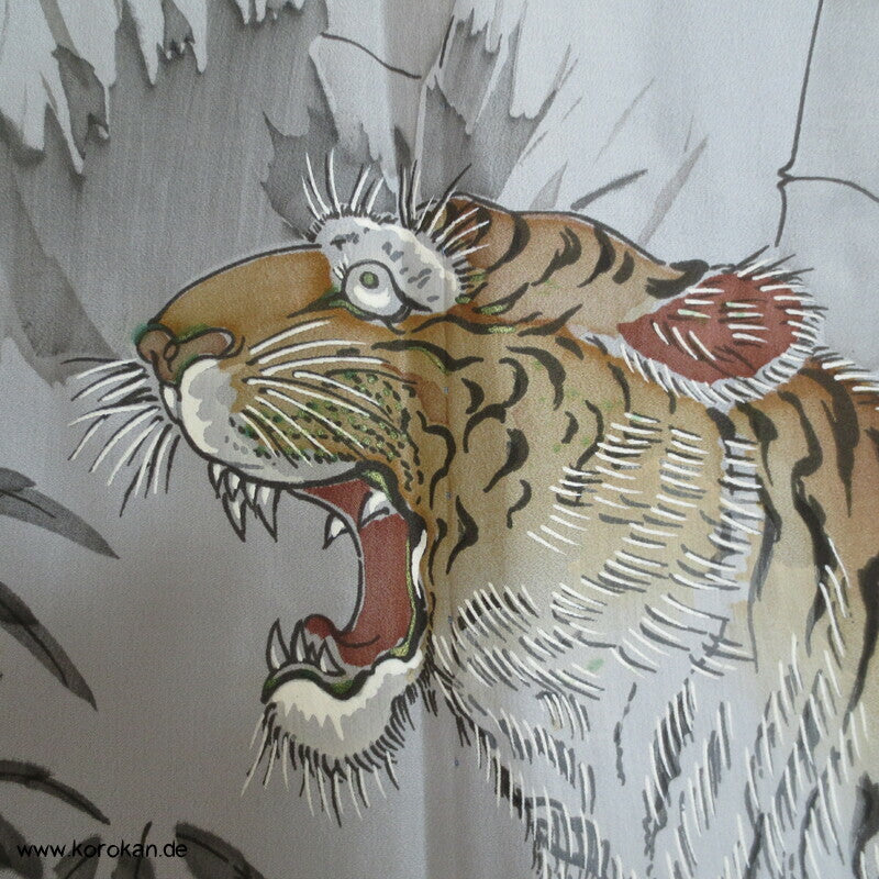 Tiger im Bambus handgemalt Fushi Tsumugi Haori