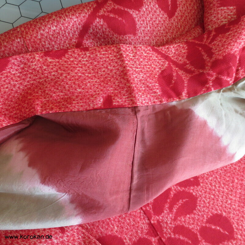 rote Päonien Shibori Print japanische Haori Kimono Jacke
