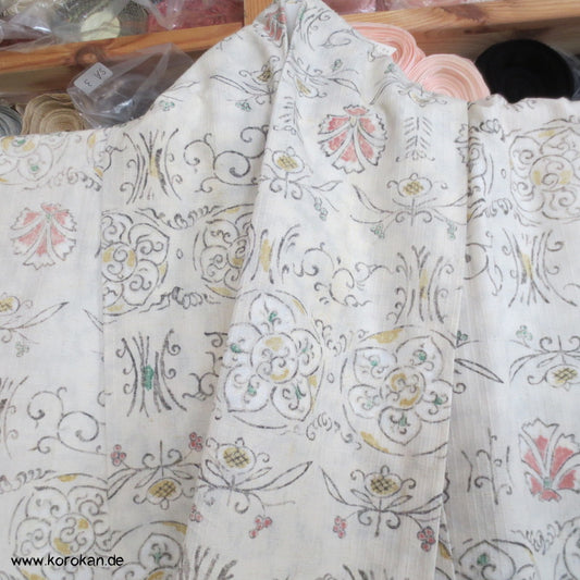 japanischer gedrucktes Bingata Tsumugi Seiden Kimono