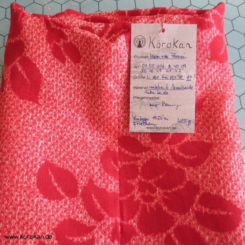rote Päonien Shibori Print japanische Haori Kimono Jacke