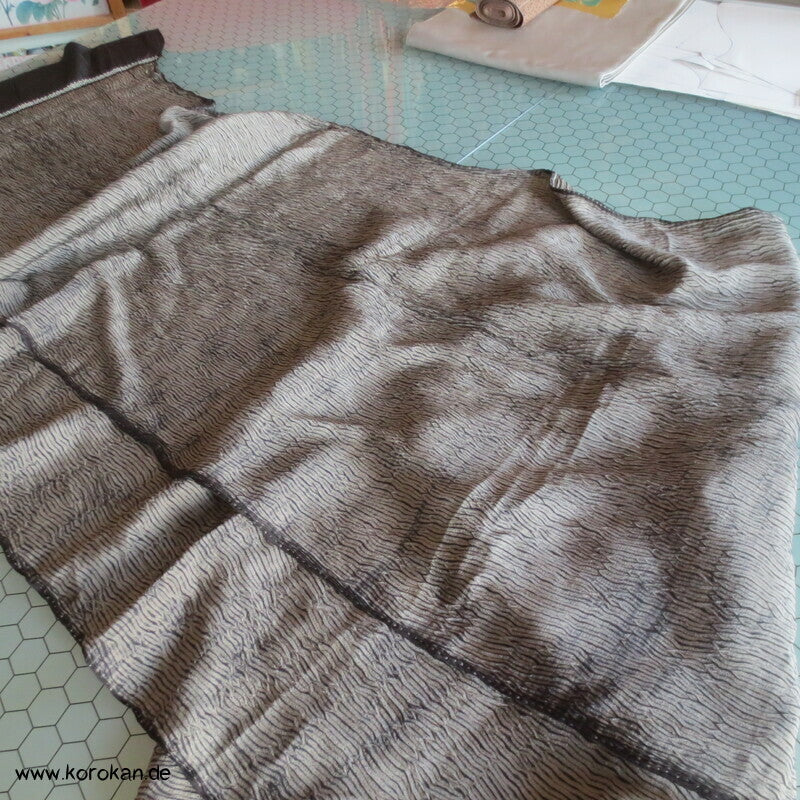 Itajime Shibori Heko Obi - Chirimen Seiden Crepe
