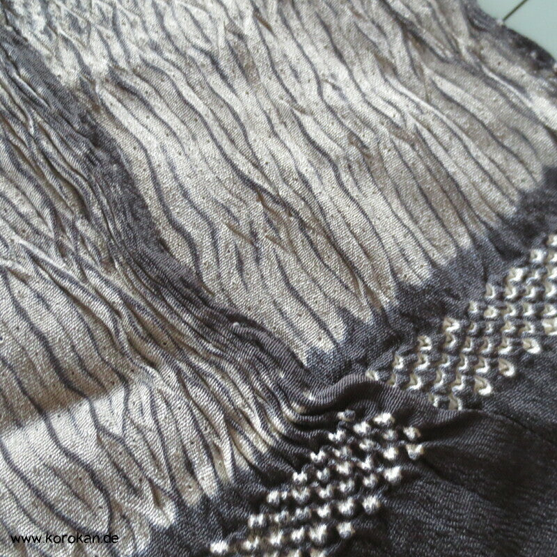 Itajime Shibori Heko Obi - Chirimen Seiden Crepe