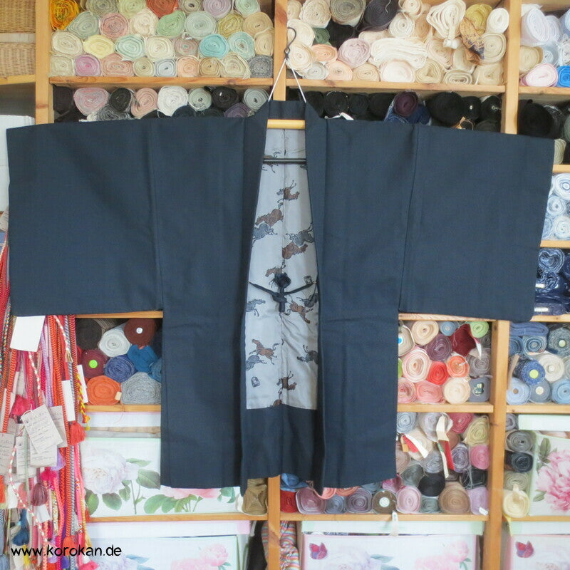 melierte Wolle Haori, Pferde + Shogi Futter, mit Himo