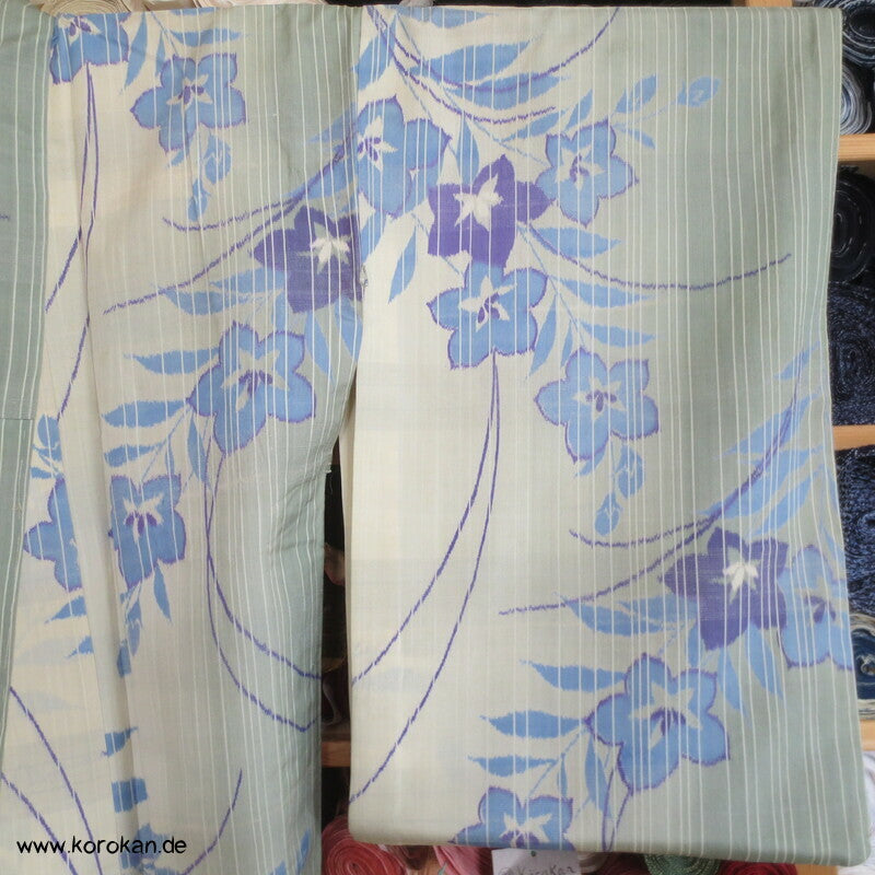 gestreifte Ballonblumen Sha Seide Hitoe Kimono
