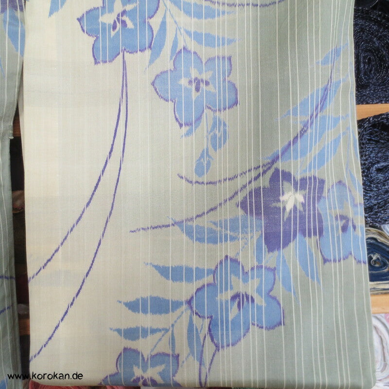 gestreifte Ballonblumen Sha Seide Hitoe Kimono
