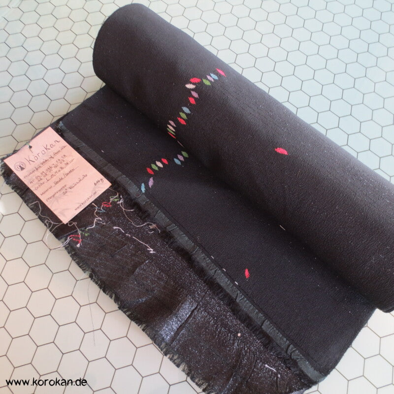 schwarzer Kimono Seiden Jacquard mit Lurex und Urushifäden