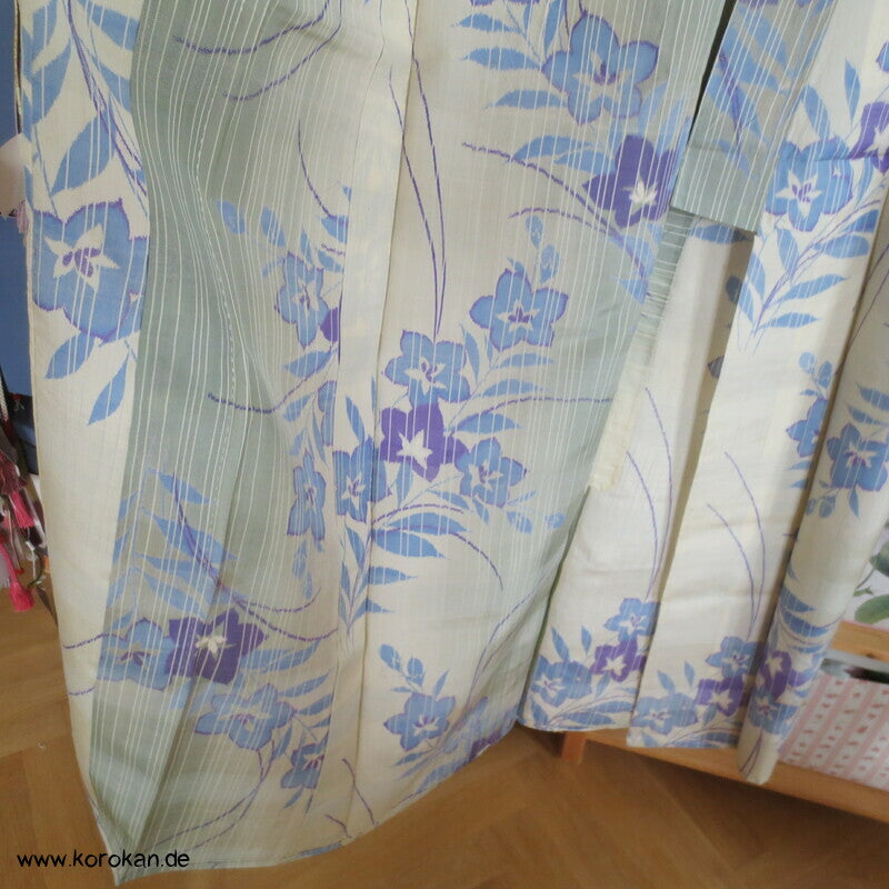 gestreifte Ballonblumen Sha Seide Hitoe Kimono