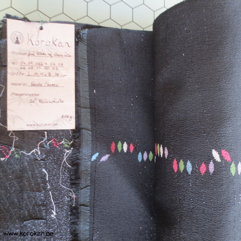 schwarzer Kimono Seiden Jacquard mit Lurex und Urushifäden