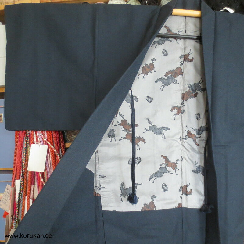 melierte Wolle Haori, Pferde + Shogi Futter, mit Himo