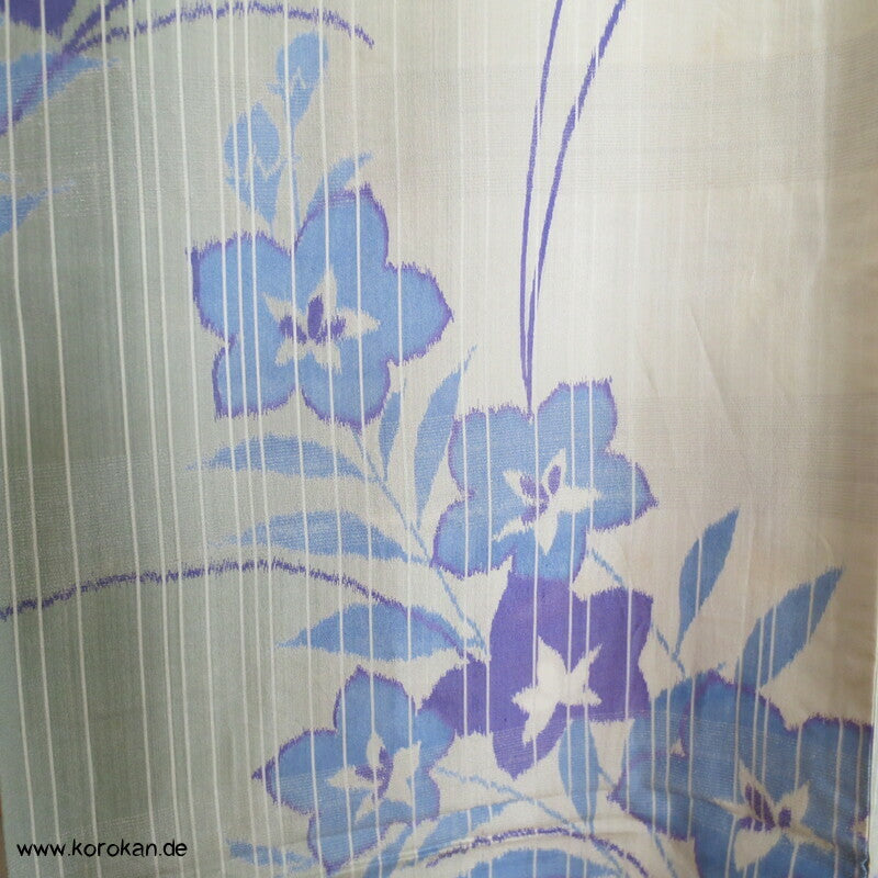 gestreifte Ballonblumen Sha Seide Hitoe Kimono