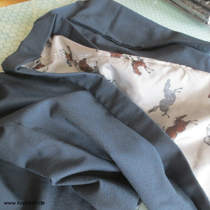 melierte Wolle Haori, Pferde + Shogi Futter, mit Himo
