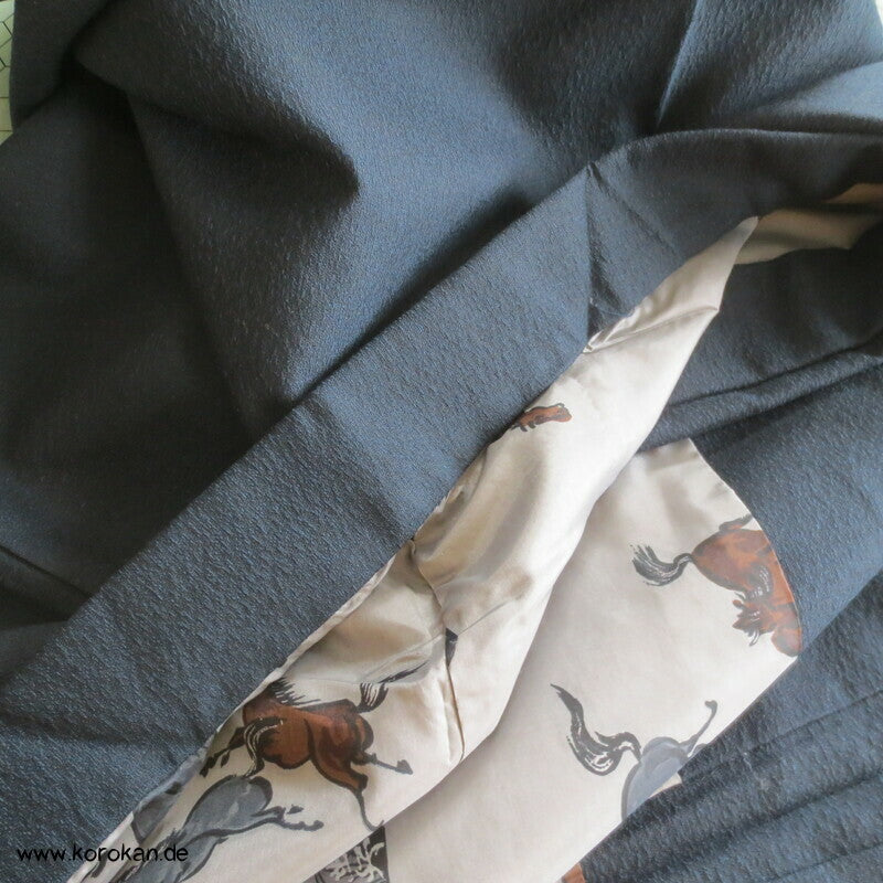 melierte Wolle Haori, Pferde + Shogi Futter, mit Himo