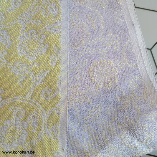 fliederfarbener Omeshi Jacquard Stoffrest japanische Seide