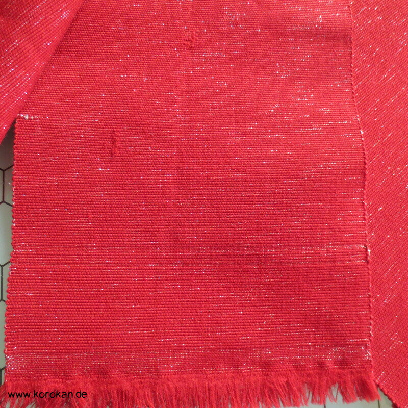 japanischer rot silberner Wolle / Lurex Hanhaba Obi