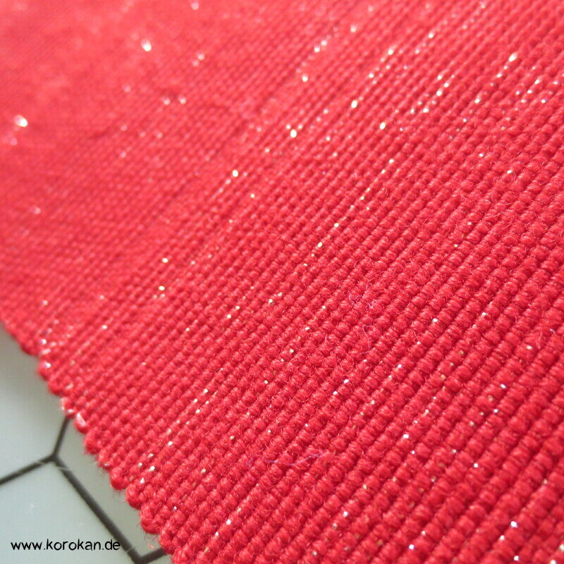 japanischer rot silberner Wolle / Lurex Hanhaba Obi