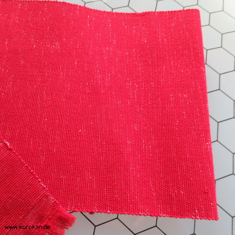 japanischer rot silberner Wolle / Lurex Hanhaba Obi