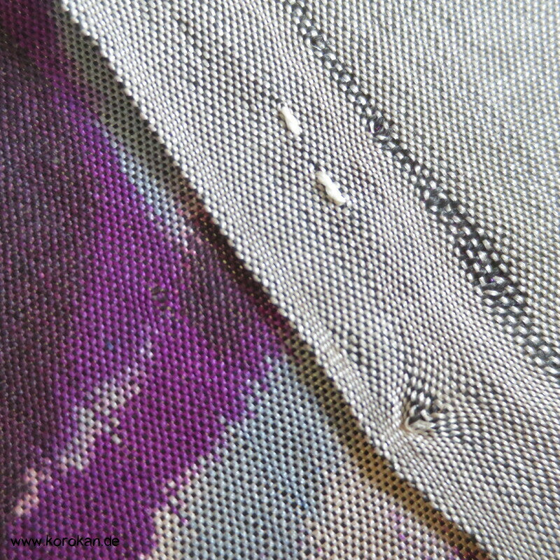 lila Irismuster Hitoe ungefütterter Kimono japanische Meisen Seide