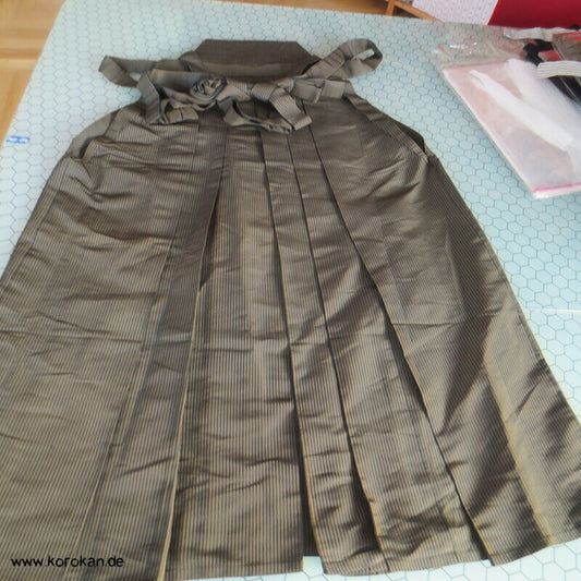cognac schwarz Streifen Seiden Hakama - Andon