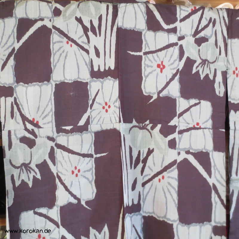 Meisen Seiden Kasuri Iris Muster - blau - grau Hitoe Komon Kimono