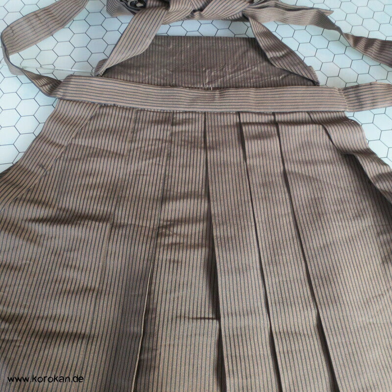 cognac schwarz Streifen Seiden Hakama - Andon