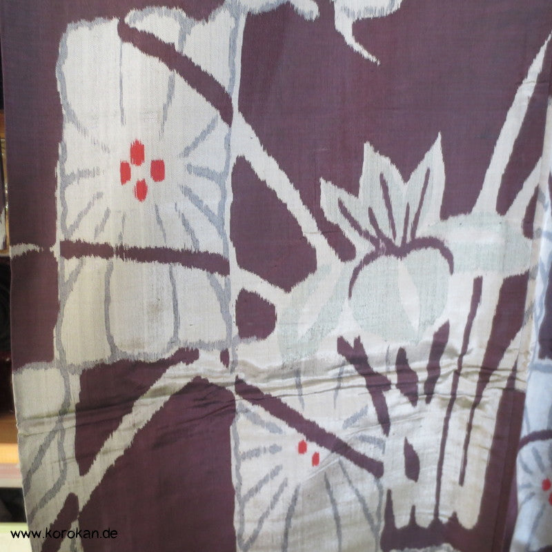 Meisen Seiden Kasuri Iris Muster - blau - grau Hitoe Komon Kimono