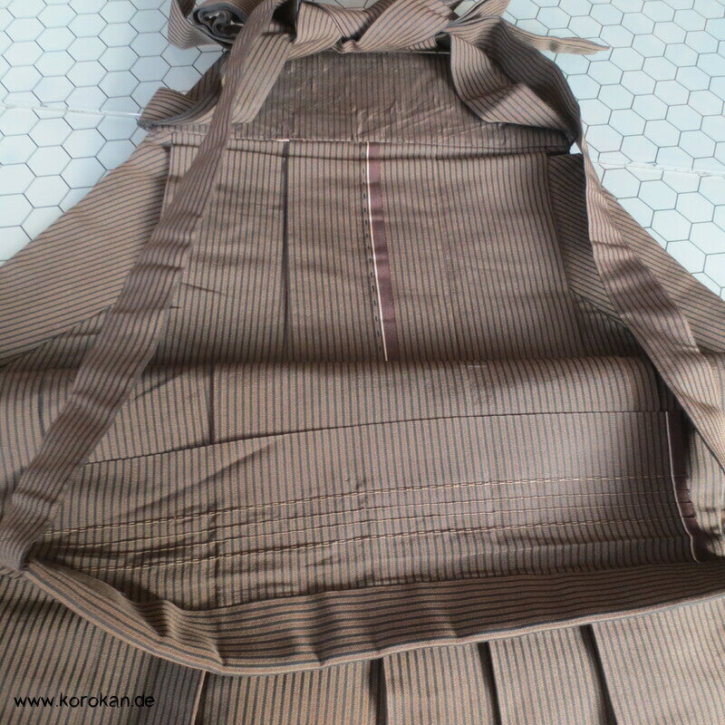 cognac schwarz Streifen Seiden Hakama - Andon