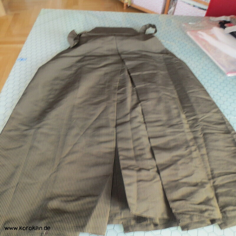 cognac schwarz Streifen Seiden Hakama - Andon
