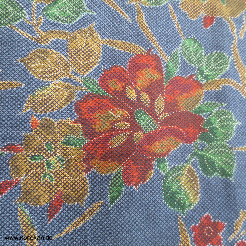 Blumendruckarabesken Komon Seiden Honan Kimono