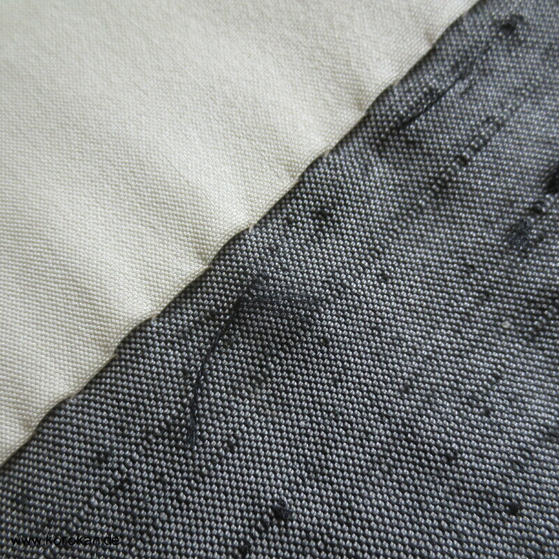 graue Fushi Tsumugi Seiden Haori Jacke, Schreibset BIld Futter