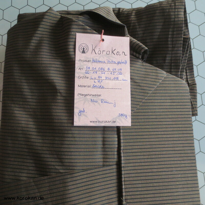 cognac schwarz Streifen Seiden Hakama - Andon