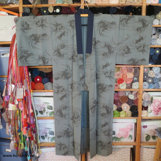 graue Drachen Seide, Juban Kimono