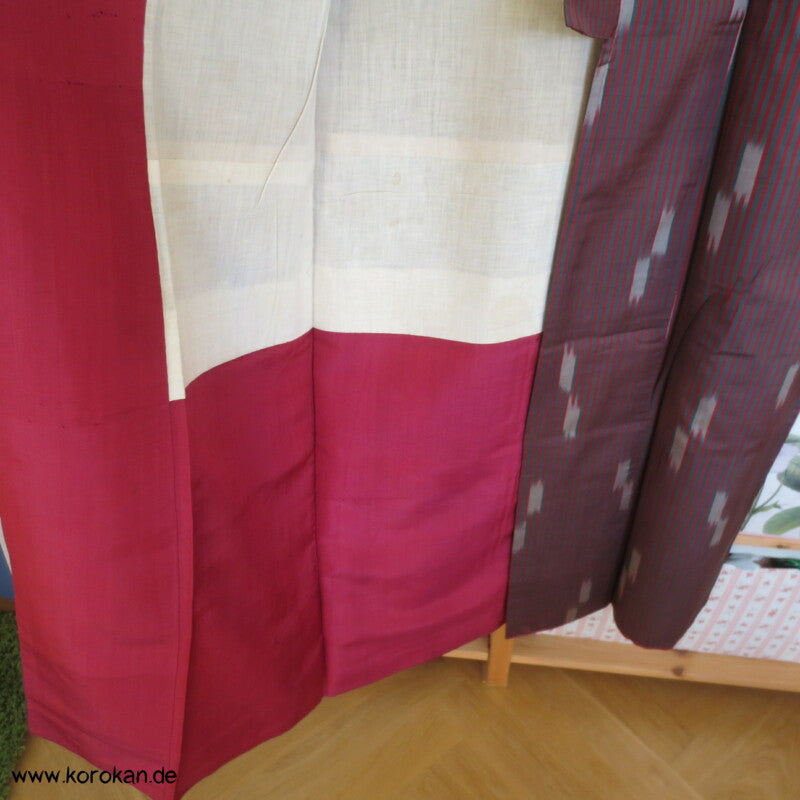 Ikat Streifen grün - rot Meisen Kimono
