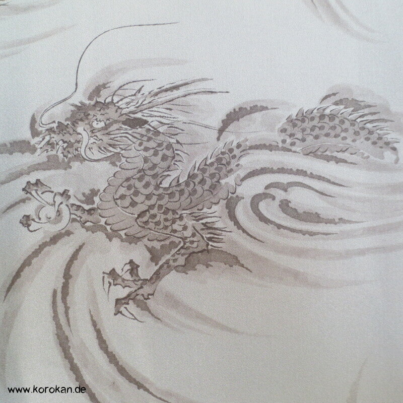 graue Drachen Seide, Juban Kimono