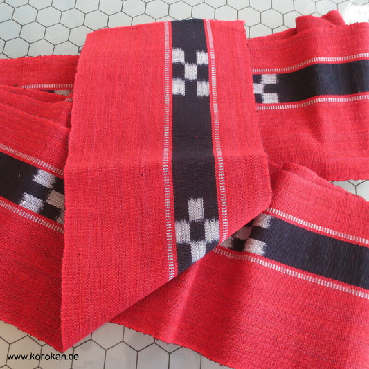 Han Haba Kimono Gürtel schwarz weiß rot Kasuri Streifen