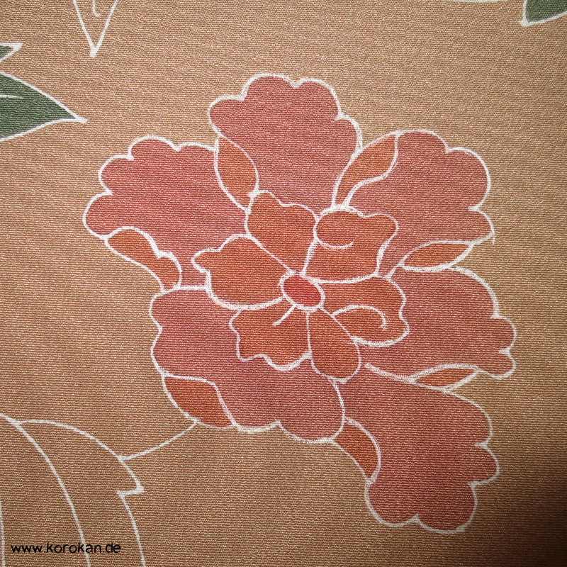 Yuzen Päonien Kimono Seide - Chirimen Crepe