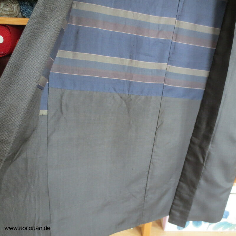 lange feinkarierte Haori Kimono Jacke