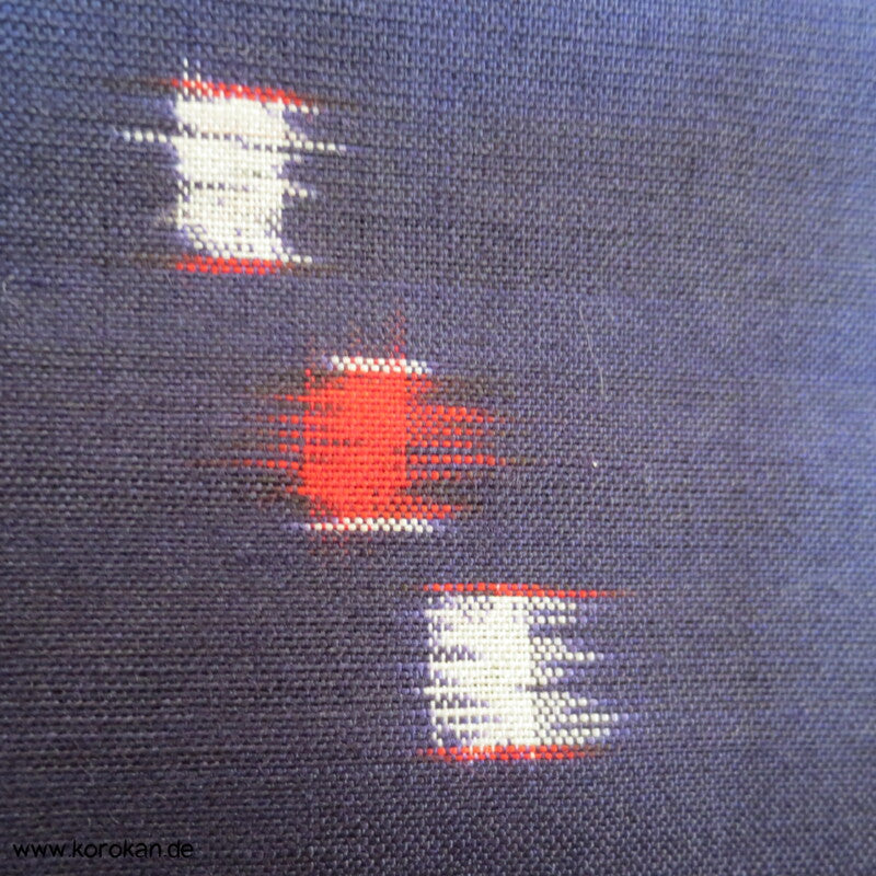 blau - weiß - rot geometrischer Hitoe Meisen Seiden Kimono