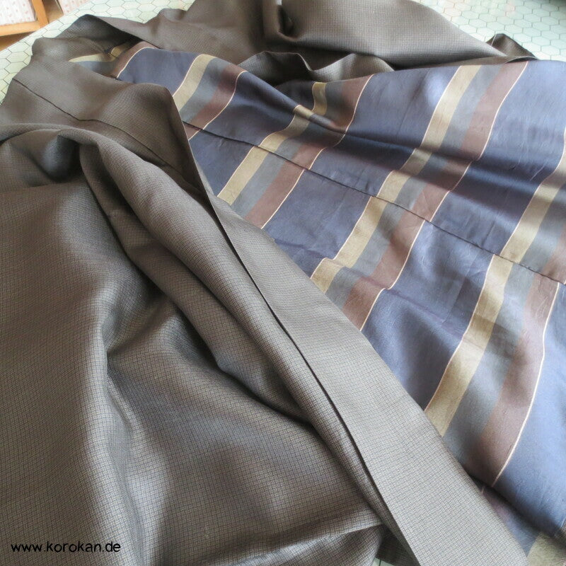 lange feinkarierte Haori Kimono Jacke
