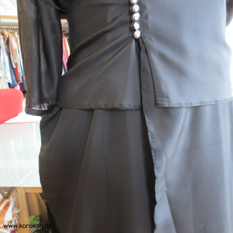 schwarze Mofuku Kimono Seide Abendkleid