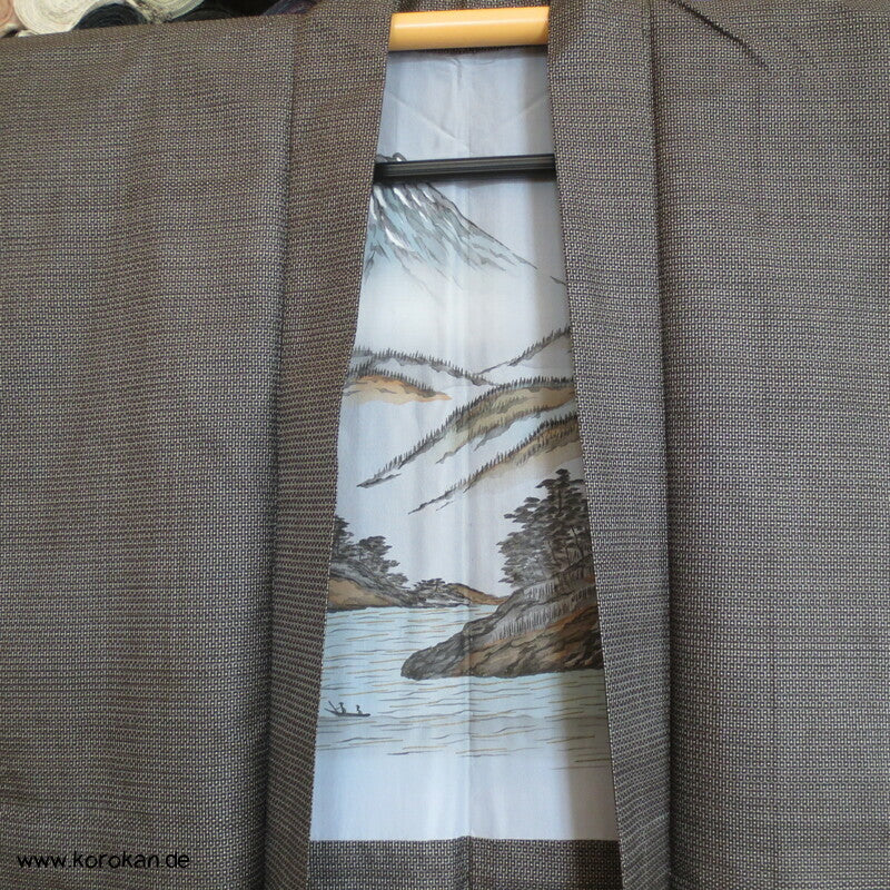 Fuji San Ansicht Futter Tsumugi Seiden Haori