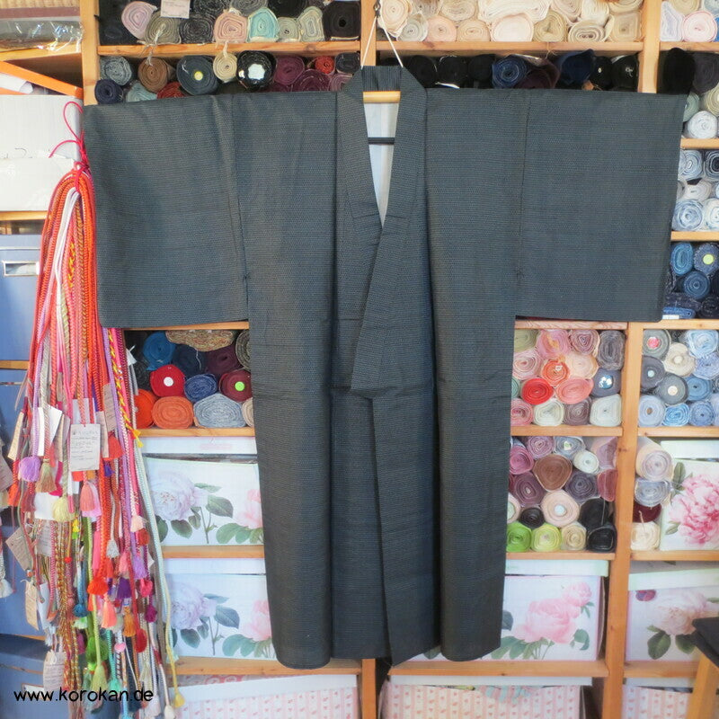 Vogelaugen Tsumugi Seiden Hitoe Kimono