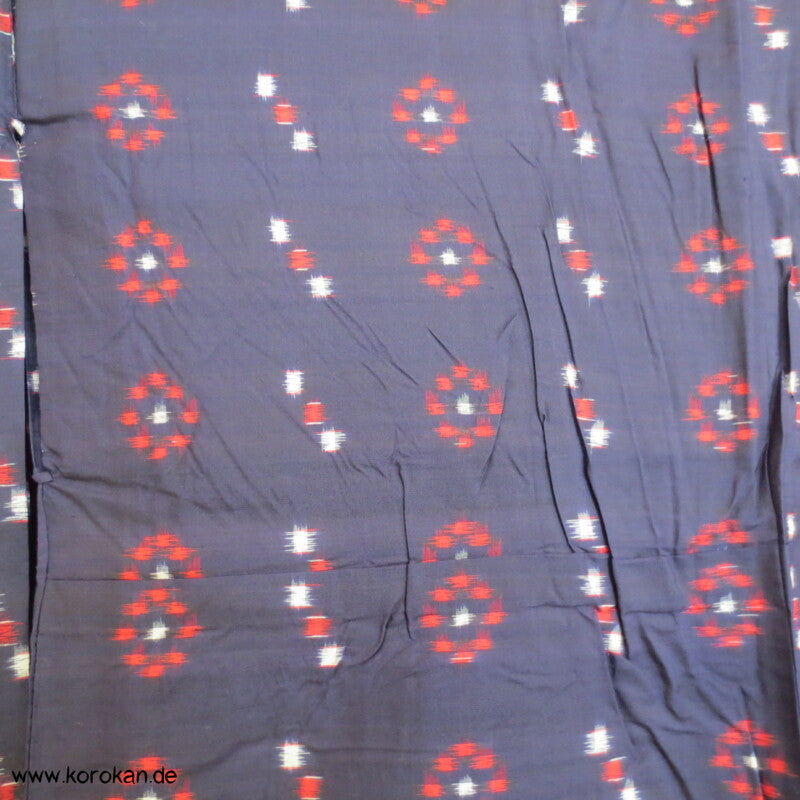 blau - weiß - rot geometrischer Hitoe Meisen Seiden Kimono
