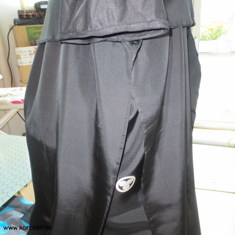schwarze Mofuku Kimono Seide Abendkleid