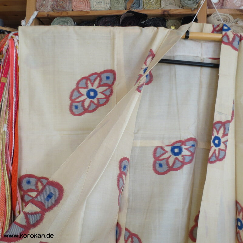 unbenutzter antiker Hitoe Meisen Komon Kimono, geheftet