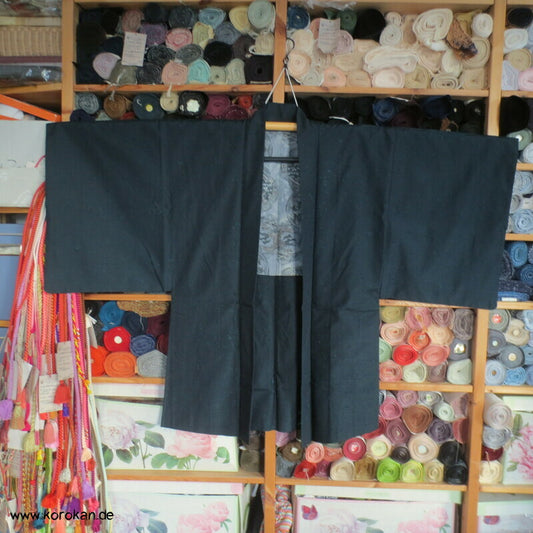 Fushi Tsumugi Seiden Haori Männer Kimono Jacke, Bildspiegelfutter