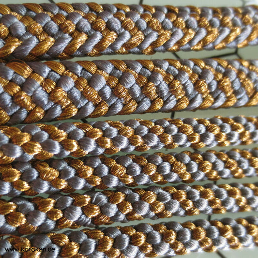 blaugrau - gold Kordel Obijime, teils zweigeteilt