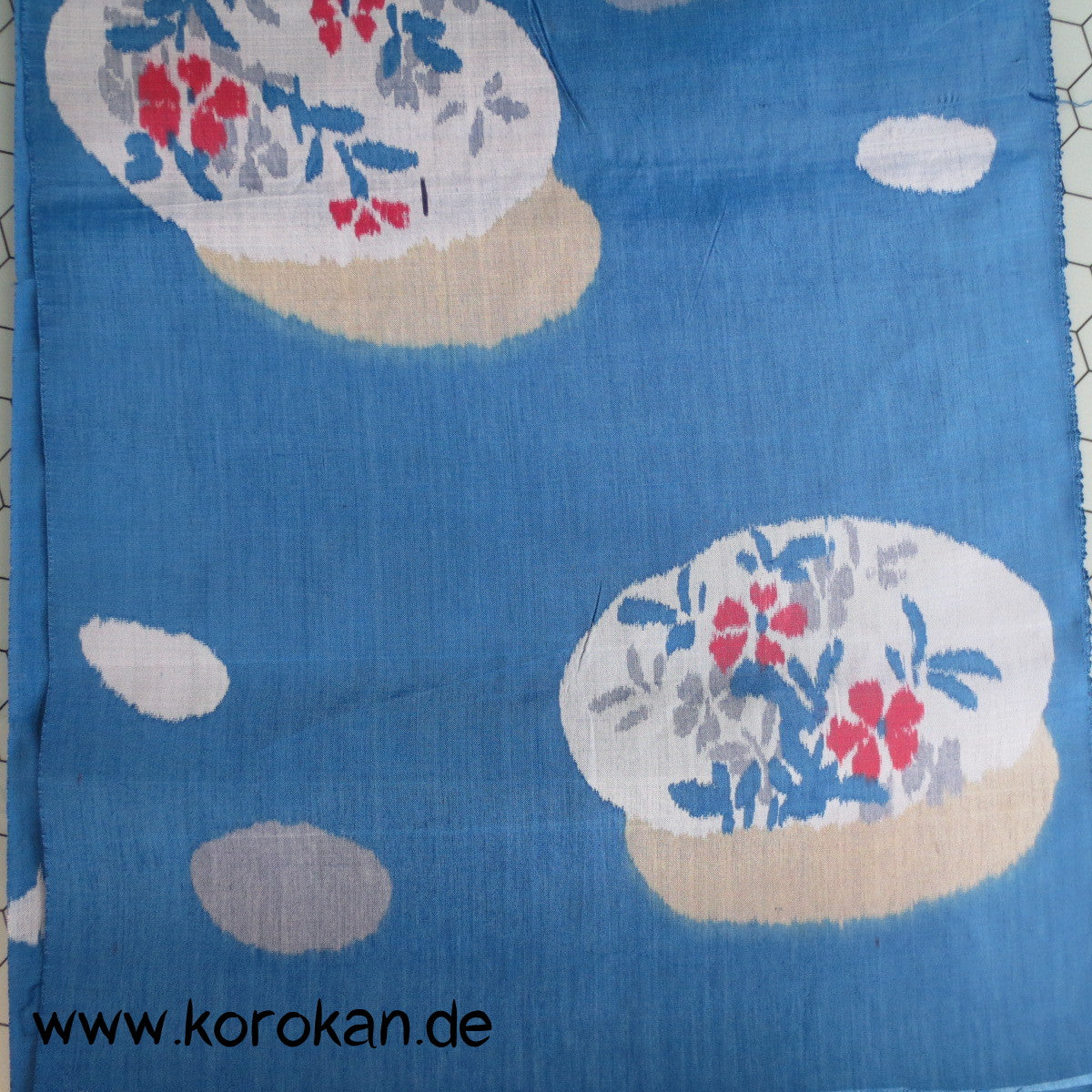 Wolken auf blau Kasuri zarter Kimono Stoff, zellulosische Faser
